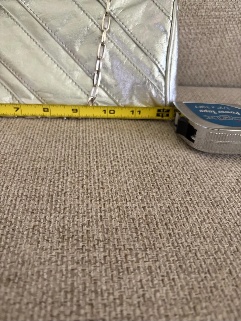 Aldo Metallic Silver Quilted Chain Clutch
